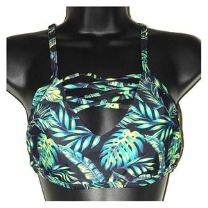 Cabana delSol Strappy Front Palm Leaves Bikini Top